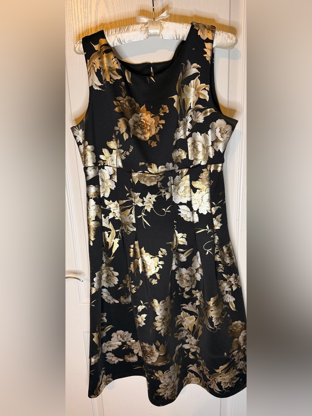 Enfocus Studio Black Dress with Gold Floral Print